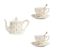 Glass Strainer Teapot,Coffee kettle in retro style, teapot with floral pattern, porcelain coffee pot bone tea set flower design for, afternoon