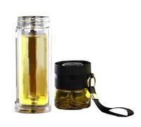 Glass Tea Infuser Bottle - 450ml Tea Flask Bottle With Dangling Rope | Portable Fruit Infuser Bottles With Stainless Steel Filter, Leakproof Travel Cup For Loose Leaves And Fruit Infused Water