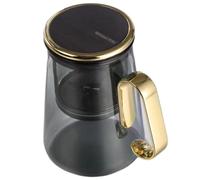 Glass Tea Kettle, Infuser Brewer Daily, Green Black Oolong, Hot Cold Use | Clear Teapot Filter, Cup Collection Strainer, Loose Leaf Vessel, Airtight Lid Pouring, Spout Borosilicate Pitcher, Tableware