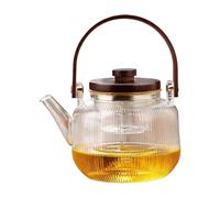 Glass Teapot, Heat-Resistant Pitcher, Wooden Handle Infuser Kettle