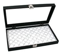 Glass Top Jewelry Display Case Box White 50 Gem Jars by FindingKing
