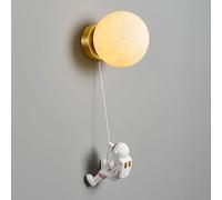 Glass Wall Light Resin Astronaut Wall Sconce Creative Children'S Room Wall Lamps Cartoon Decor Wall Mounted Lamp for Master Bedroom Bedside Study Room Living Room Office Homestay(Light Color)/C