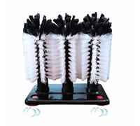 Glass Washer Brush Cleaner - 18.5x9.5x9.5cm Bottle Cleaning Brush | Reusable Water Bottle Cleaning Brushes | 3 Head Bristle Brushes for Beer Cup, Wine Decanter, Long Leg Cup, Red Wine Glass