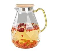 Glass Water Pitcher - 2.2l Beverage Container With Handle And Lid, Transparent Juice Serving Carafe, Heat Resistant Drink Storage Dispenser, Elegant Refrigerator Tableware Solution | Refreshment Jug