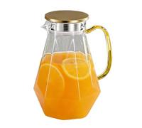 Glass Water Pitcher, Heat Resistant Juice Container, 4.33in 1.5l Drink Dispenser with Lid, Authentic Glass Beverage Pitcher, Kitchen Accessory with Easy Pour Design, Home Tool for Bar Party Camping