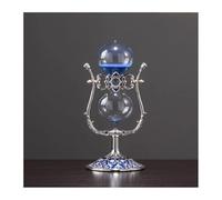 GlassDecoration ， Assistant de gestion du temps Sablier en métal vintage 15 minutes / 30 60 Grande horloge sable antique rotative à 360 °(Blu,30 minutes)