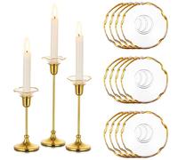 Glasseam Bobeches Porte Bougie en Verre, Support De Bâton Doré Collecteur De Cire, 12pcs Set Chic Goutte à Goutte Housse De Protection