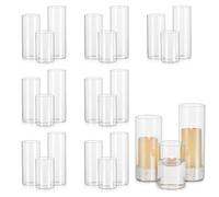 Glasseam Candle Stand Set, 24 Porte - Bougies Décoration Noël Halloween Vase en Verre, Porte - Bougies Dîner pour Le Centre De La Table, Porte - Bougies Ouragan Cylindrique pour Les Bougies Pilier