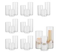 Glasseam Hurricane Chandelier en Verre 24, Chandelier Colonne pour La Décoration De La Maison dans Le Salon, Vase Cylindrique Transparent Décoratif, Fleurs, Lampe À Thé, Bougie De Vœux Flottante