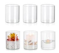 Glasseam Hurricane Glass Chandelier Set De 6, Chandelier Flottant Cylindrique pour Bougie Colonne, Chandelier Colonne, Petit Vase pour Fleurs, Chandelier Transparent pour Le Centre De La Table