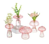 Glasseam Petit Vase à Champignons pour Décoration: Vase en Verre pour Fleurs Plantes Herbes Boutures - Mini Station de Propagation Rose pour Maison Salon Table Cadeau pour Maman Amoureuse des Plantes
