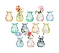 Glasseam Petit Vase pour Décoration de Table: 12 Jolis Vases en Verre pour Le Salon Salle à Manger Les Tables de Mariage et Les Fêtes - Vase Decoratif Colorés pour Fleur Bouquets et Plantes