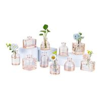 Glasseam Petits Vases à Fleurs pour Centre: Lot de 10 Mini Vases en Verre Ravissant Ensemble de Vases Couleur Champagne Ambré pour la Décoration des Tables Lors d'un Mariage à Domicile ou d'un Dîner