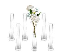 Glasseam Vase à Fleurs en Verre : Vases Modernes De 24.5cm à Tige Unique, éTroits Et Transparents 6pcs Living Room Table Centrepiece Slim Cylinder Home Decor for Wedding Ornaments Pampas Grass Rose