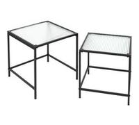 Tables Gigognes Noires Plateau en Verre Texturé - GLASSI -