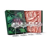 GLASSIQUE CADEAU Belles coupes vintage flamant rose pour cocktails et champagne | Lot de 4 | 340 ml Soucoupes à pied en cristal de style rétro pour boissons élégantes au bar | Collection de verrerie