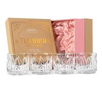 GLASSIQUE CADEAU Lot de 4 verres à cocktail vintage en cristal Art déco | 325 ml | Verres courts pour boissons artisanales de bar | Verres à base lourde à l'ancienne pour femme