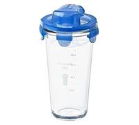 Glasslock, Shaker mit transparentem Deckel, Mess-Skala und Sieb, 450ml (bis 300ml beschriftet)