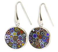 GlassOfVenice Boucles d'oreilles rondes pendantes en verre de Murano Milleflori - Argent - Fleurs