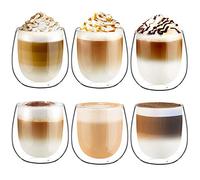 glastal 6x250ml Verre à Double Paroi,Tasse Transparent,Verres à Cappuccino, Café/Thé