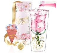 glastal Verre à vin cadeau pour maman - Meilleure maman du monde - Coffret cadeau avec porte-clés, carte de vœux, 200 ml, verres à vin rouge, cadeaux pour maman, anniversaire, Noël, fête des mères