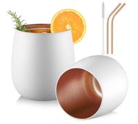 glastal verres à boire 450ml lot de 2 verres à eau blanc mat avec paroi intérieure clignotante or rose verres à latte macchiato en borosilicate verres à thé Verre monocouche