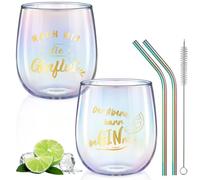 glastal Verres Gin Tonic 450ml Verres à Vin Lot de 2 Verres à Cocktail Multicolor Verre a Whisky Verre à Eau Verre Gin Tonic Verre à Café Verre à Thé Cadeau de Noël Anniversaire pour Femme Maman Amie