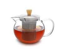 GLASWERK théière en verre sans chauffe-théière - (0,65L) Théière avec infuseur thé infuseur thé inox élégante poignée en bois, avec passoire en acier inoxydable, théière en verre avec infuseur