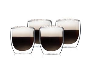 GLASWERK Verres à latte macchiato design à double paroi (4 x 250 ml) tasses à cappuccino - verres à double paroi borosilicaté - verres à thé lavables au lave-vaisselle ensemble de tasses à café