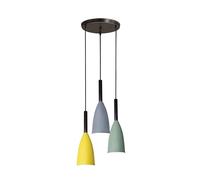 GLATO Plafonnier de Style Nordique Simplicité Moderne Lampe Suspendue Unique Lanterne créative Trois têtes Abat-Jour en Bois Massif Métal Coloré Comptoir Café Restaurant