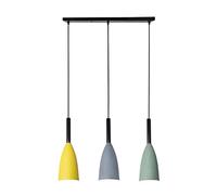 GLATO Plafonnier de Style Nordique Simplicité Moderne Lampe Suspendue Unique Lanterne créative Trois têtes Abat-Jour en Bois Massif Métal Coloré Comptoir Café Restaurant