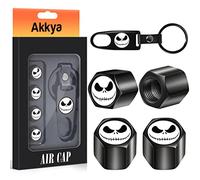 Glattol Akkya Capuchons de Valve de Pneu pour Voiture, vélo, Moto, Tracteur, VTT, Camion, Jack Skellington, Dessin animé, en métal chromé, Accessoires de Roue