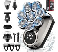 Glatzen Rasierer Herren, 8D Aufgerüsteter 6-in-1 Glatzen Rasierer Herren für 0,0 mm, wasserdichter Nass-/Trockenrasierer Herren elektrisch, kabelloser wiederaufladbarer Kopf Rasierer Herren