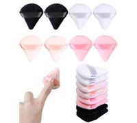 Glavatrix Lot de 8 mini houppettes à poudre pour le visage, petite éponge de maquillage triangulaire en velours (noir + blanc + chair + rose)