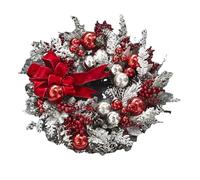 Glayent 1 Pièce de Garniture de Vacances Rouge et Blanche sans Fil, comme Indiqué, Couronnes de Noël, Décoration pour Porte D'Entrée, Guirlande de Noël Suspendue au Mur