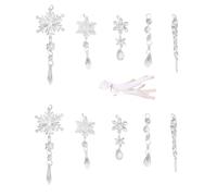 Glayent 10 Pièces Acrylique Faux Glaçons Noël Flocon de Neige Pendentifs Arbre de Noël Glaçon Suspendus Ornements Ensemble de Décoration de Noël Facile à Utiliser