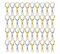 Glayent 100 PièCes D Crochet Porte-CléS MatéRiel avec Anneaux de Saut, Clips de Porte-CléS Fendus en MéTal avec ChaîNe pour Artisanat Charme Faisant Bricolage
