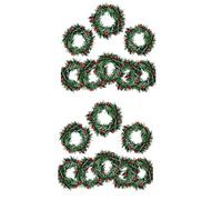 Glayent 16 PCS Holly Berry Bougie Anneau Petites Baies Rouges Artificielles Pin Aiguilles Guirlande pour Noël Guirlande Ornements Décor