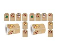 Glayent 2X Autocollants D'ÉTiquettes de NoëL, Autocollants D'ÉTiquettes de Cadeau de NoëL, 250 PièCes/Rouleau D'ÉTiquettes de Cadeau de NoëL Autocollants de Cadeau de Vacances, 6 Styles