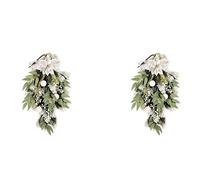 Glayent 2X Butin Artificiel de Larme de Noël avec des Ornements de Baies, de Fleurs et de Boules pour la Décoration de Noël Intérieure et Extérieure de la Porte D'Entrée