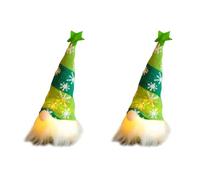 Glayent 2X Poupée de Noël GNOME avec Lumières Poupée Rudolph Ornements Nains pour Cadeaux de Noël an-Vert