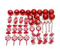 Glayent 36 Pièces de Boules de Noël à Suspendre pour Sapin de Noël, Pendentifs en Forme de Sphères de Noël Imprimées, Rouges
