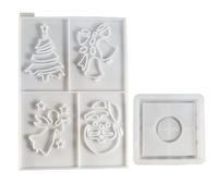 Glayent 3D Thème de Noël Bougie Couverture Ornement Moules en Silicone Projection Pièces Maison Résine Béton Bougie Couverture Moule
