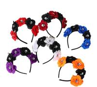 Glayent 6 Pièces Halloween Party DIY Décoration Bandeau Jour des Morts Crâne Fleur Couronne Gothique Chapeaux Cosplay Costume