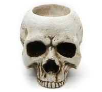 Glayent Bougeoir Tête de Mort Gothique en Forme de Larmes, Bougeoir Chauffe-Plat, Nouveauté, Chandelier en Os de Crâne, Halloween, Réutilisable, Facile à Utiliser, Blanc