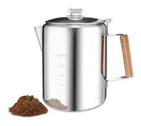 Glayent Cafetière percolateur pour feu de camp Cafetière en acier inoxydable pour camping extérieur 12 tasses