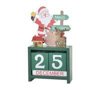Glayent Calendrier de table de Noël avec chiffres et dates, blocs en bois, calendrier de Noël, calendrier de bureau, décoration de Noël, facile à utiliser