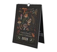 Glayent Dark ForestLunar Calendar 2025 Pendentif Mural Illustré pour Bureau Maison ArtMoon Calendrier Cadeau Décor