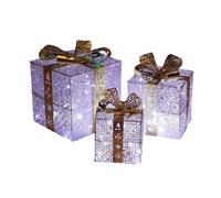 Glayent de Décoration de Noël Ensemble de Trois Pièces Ornements en Tas en Fer Fournitures de Noël Lumineuses Mise en Scène B