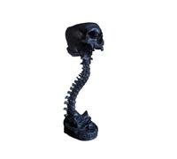 Glayent Ensemble de Jardinière et Support de Colonne Vertébrale en Résine, Pot de Crâne en Polyrésine, Décoration d'halloween Rétro Fleur de Tête de Crâne Humain Réutilisable Facile à Utiliser Noir